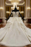 Champagne Ball Gowns Tulle Off the Shoulder Appliques Beading Sequins Wedding Dress