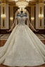 Champagne Ball Gowns Tulle Sequins off the Shoulder Beading Wedding Dress