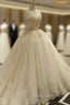 Champagne Ball Gowns Tulle Spaghetti Straps Backless Wedding Dress