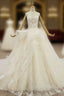 Champagne Ball Gowns Tulle Sweetheart Appliques Wedding Dress