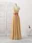 Champagne Chiffon Long Prom Dress, Chiffon Prom Dress
