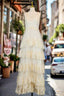 Champagne Lace Prom Dress A Line V Neck Elegant Prom Dress