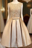 Champagne Lace Short Prom Dresses Cute Homecoming Dresses