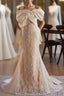 Champagne Mermaid Lace Satin Wedding Dress