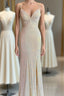 Champagne Mermaid Sequins Spaghetti Straps Prom Dress