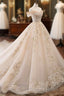 Champagne Off Shoulder Tulle Lace Long Wedding Dresses Wedding Gown Prom Dress