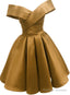 Champagne Satin Short Off Shoulder Bridesmaid Dresses Cute Short Homecoming Dresses Prom Dresses
