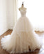 Champagne Sweetheart Lace Tulle Long Prom Gowns Lace Prom Gowns