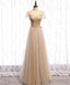 Champagne Sweetheart Tulle Lace Long Prom Dress Champagne Formal Dress