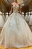 Champagne sweetheart tulle lace long prom Gown tulle Prom Gown