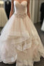 Champagne Sweetheart Tulle Long Prom Dress, Evening Dress