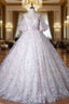 Champagne Tulle Flower Puff Sleeve Quinceanera Dress