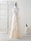 Champagne Tulle Lace Applique Long Prom Dress Champagne Prom Dress
