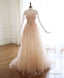Champagne Tulle Lace Long Prom Dress Champagne Tulle Lace Prom Dress
