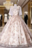 Champagne Tulle Lace Quinceanera Dress