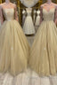 Champagne tulle Prom Dresses Long tulle long Prom Dresses
