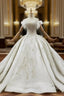 Champagne Tulle Off the Shoulder Sequins Appliques Wedding Dress