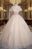 Champagne Tulle Off the Shoulder Sequins Quinceanera Dress