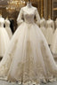 Champagne Tulle Short Sleeve V Neck Appliques Wedding Dress