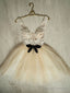 Champagne V Neck Tulle Lace Short Prom Dresses Lace Cocktail Dresses