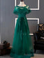 Charming Dark Green Long A Line Prom Dress , Bridesmaid Dress