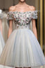Charming Floral Short Tulle Prom Dress Knee Length Prom Dress