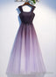 Charming Gradient Tulle Straps Long Prom Dress,A Line Prom Dress