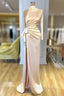 Charming High Neck Long Sleeves Prom Dresses Front Split Long