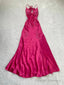 Charming Hot Pink Long Evening Gown Beaded Prom Dress Party Dress