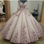Charming Lace Embroidery Long Sleeves Ball Gowns Prom Dresses
