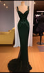 Charming Mermaid Straps Dark Green Sequin Prom Dresses Long Prom Dress