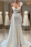 Charming One Shoulder Mermaid Sleeveless Asymmetrical Stretch Satin Prom Dresses
