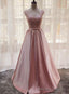 Charming Pink Satin Long Formal Gowns, Prom Dress , Lovely Satin Prom Dress