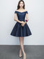 Charming Satin Navy Blue Homecoming Dresses Short Prom Dresses