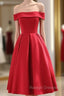 Charming Satin Red Off The Shoulder Homecoming Dress, Party Dress