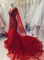 Charming A-Line Prom Dresses Unique Red Vintage Wedding Dresses