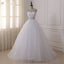 Cheap A-Line White Lace Belt Tulle Wedding Dress