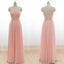 Cheap Junior Long Chiffon Pink Off Shoulder Sweet Heart Open Back Bridesmaid Dress