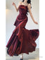 Chic A Line Spaghetti Straps Christmas Dress Burgundy Birthday Dresses Birthday Outfits