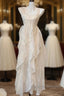 Chic A Line Straps Floral White Ankle Length Birthday Dress Birthday Outfits