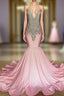 Chic High-neck Sleeveless Mermaid Prom Dresses With Beading