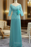 Chic Mother Of The Bride Dresses A Line 3/4 Sleeves Lace Long Prom Dresses