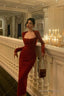 Chic Sheath Long Sleeves Red Prom Dresses Sexy Birthday Outfits
