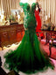 Chic Trumpet/Mermaid Prom Dress Hunter Beading Prom Dresses Long Prom Dress