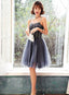 Chic Tulle Beaded Straps Knee Length Homecoming Dresses Prom Dresses Short Prom Dresses