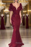 Chic V Neck Flower(s) Mermaid Prom Dresses