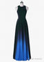 Chiffon Jewel Long A-Line Prom Dresses
