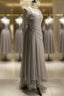 Chiffon Spaghetti Straps Transparent Beads Sweetheart Neck Grey Long Prom Dress