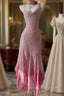 Cinderella Pink A-Line Prom Gowns - Iridescent Beaded Tulle With Soft Chiffon Layers For Sweet 16