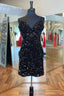 Cirss Cross Straps Black Sequined Homecoming Dress,Night Dress Prom Short